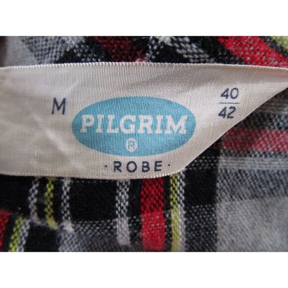 Vintage 1940s Sears Pilgrim Plaid Robe Mens M Cozy Wool Flannel Snap On Belt GUC - Picture 3 of 16